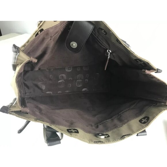 Swissgear Womens Brown/Beige Outer Zipper Pocket Double Handles Tote‎ Bag - Picture 6 of 9